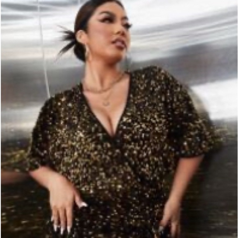 Black and Gold Sequin Dress
